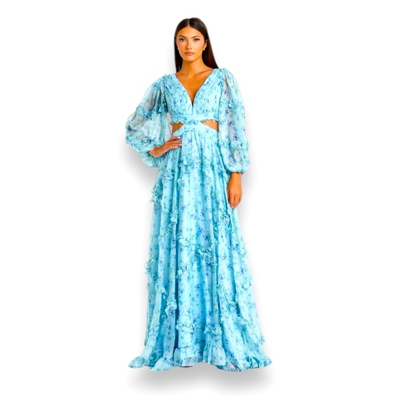 Mac Duggal Dresses & Skirts - Mac Duggal Blue Floral Prom Dress